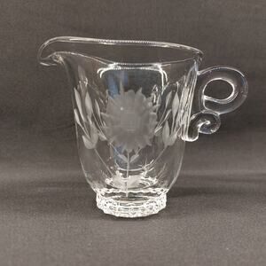 Vintage Heisey Creamer ~ Floral Design ~ Makers Mark